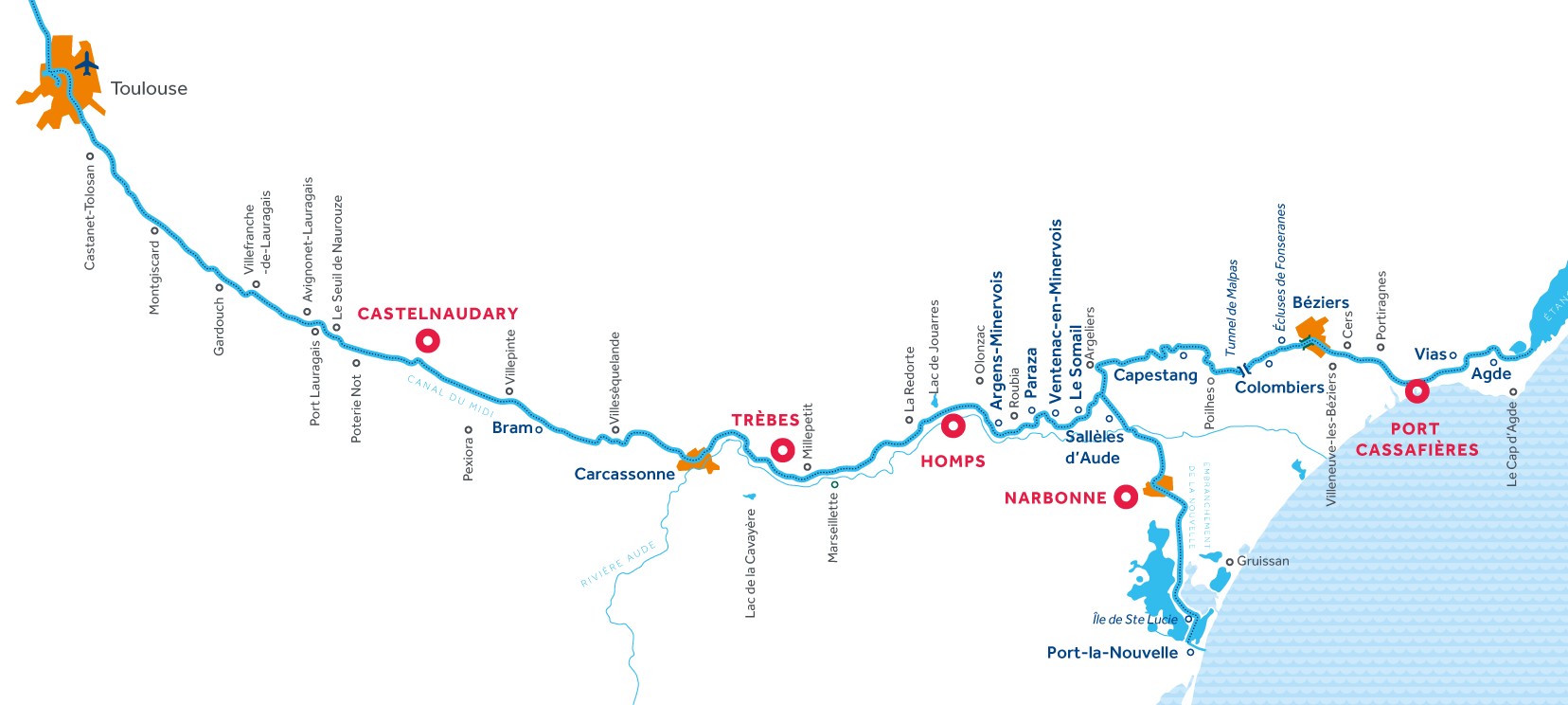 Canal du Midi region map