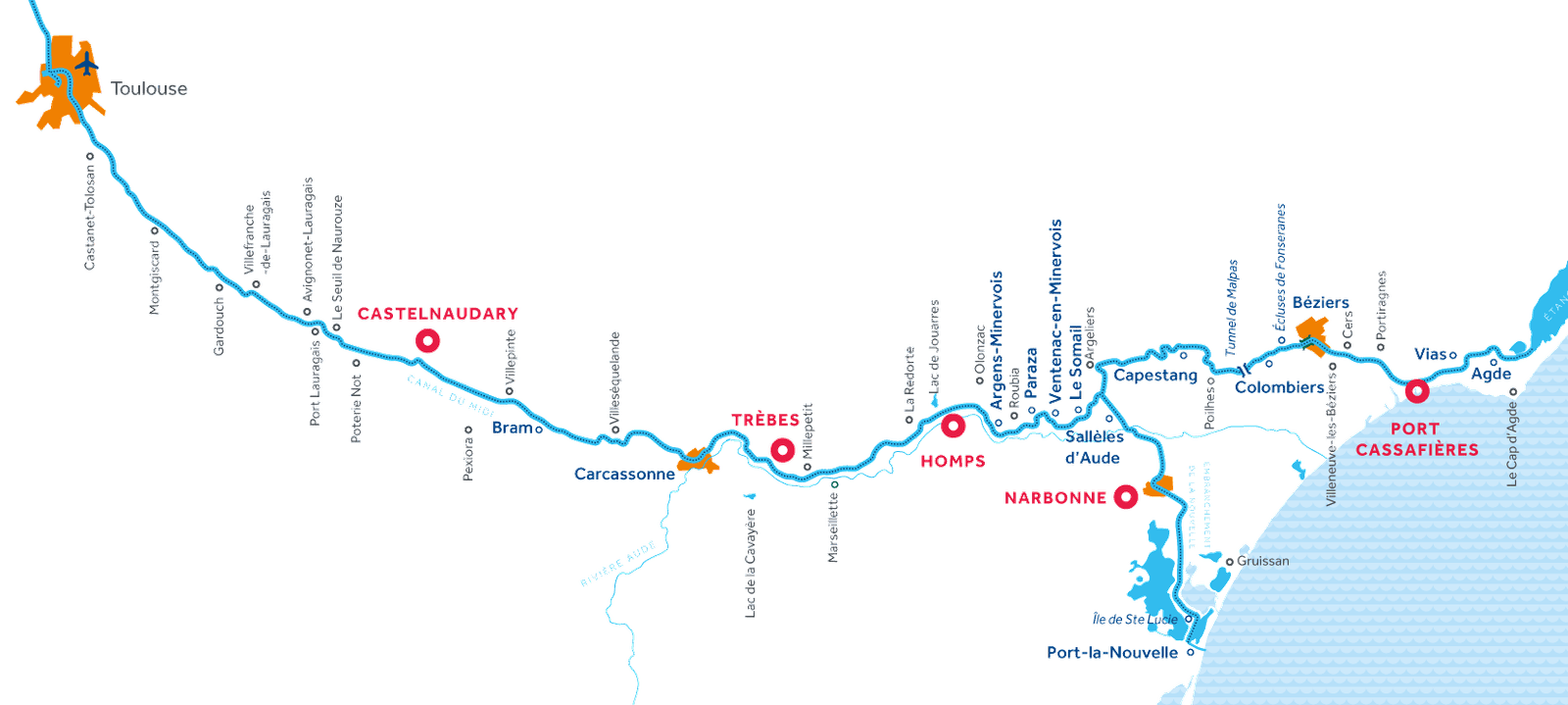 Canal du Midi region map